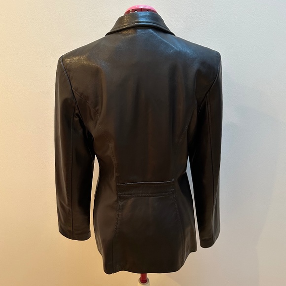 Women's Danier Black Leather Classic Blazer Style Jacket Size - Picture 3 of 11